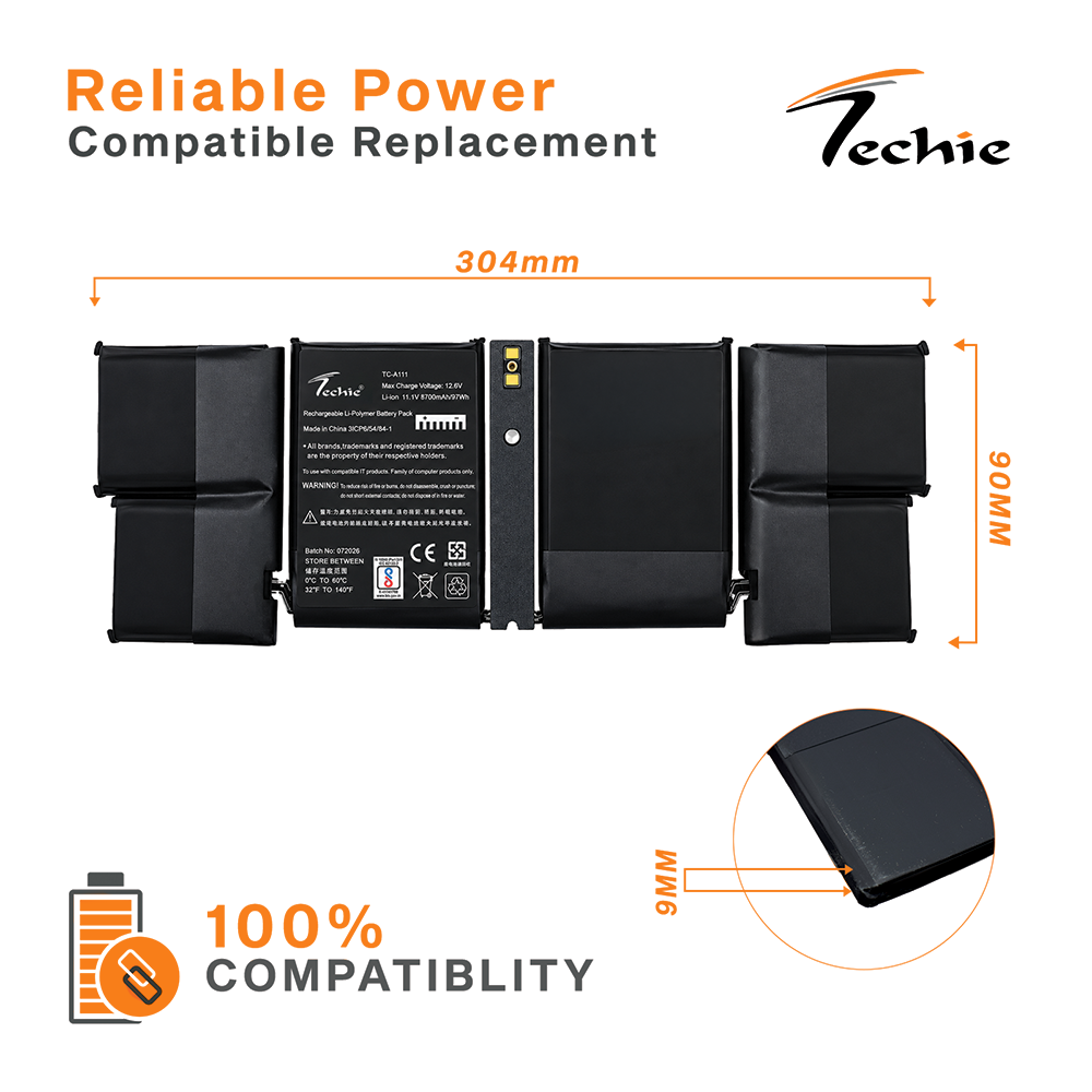 Techie Compatible Battery for Apple A2527 - MacBook Pro 16-inch M1 PRO/MAX, MacBook Pro M1/M2 MAX/PRO, A2485, A2780 Laptops (8700mAh, 6-Cell)