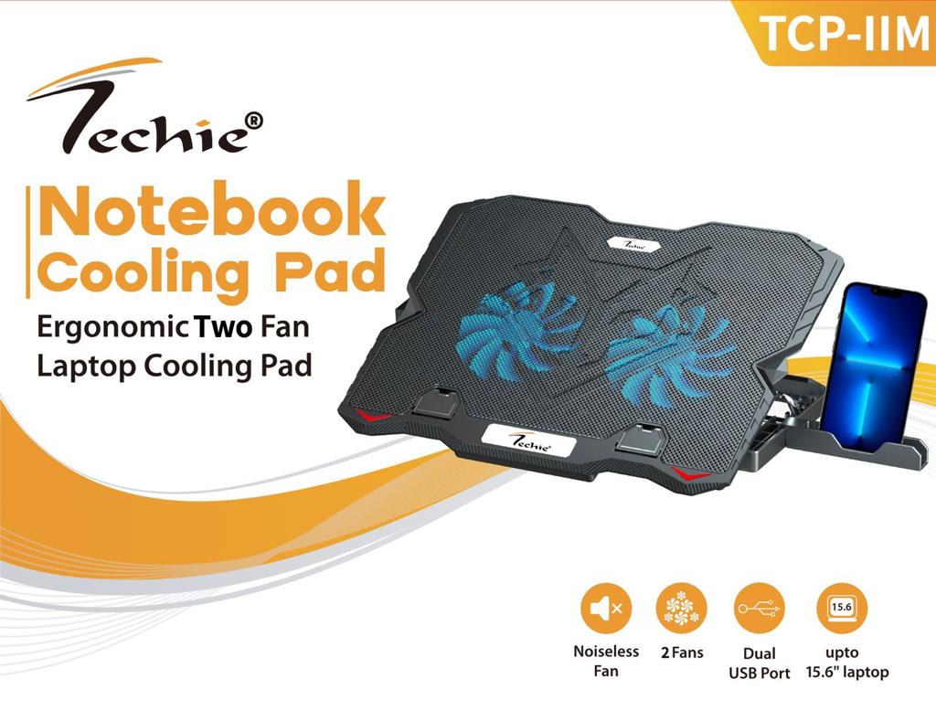 Techie 2 Fan Laptop Cooling Pad With Mobile Stand