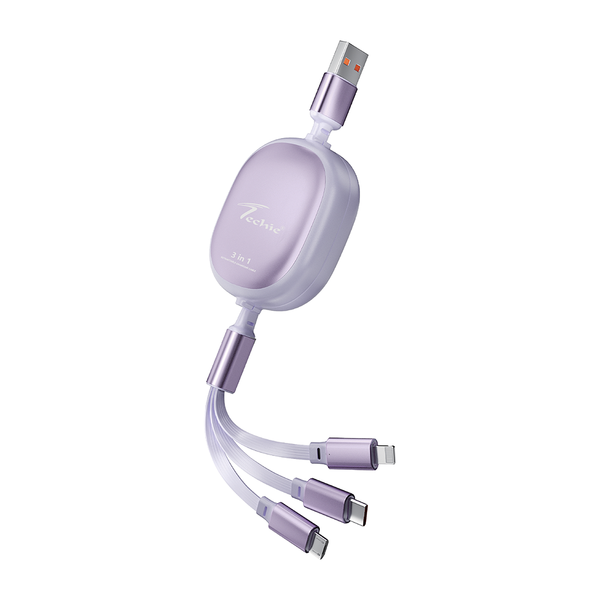 Techie 3-in-1 Retractable Charging Cable (Type-C | Lightning | Micro-USB)