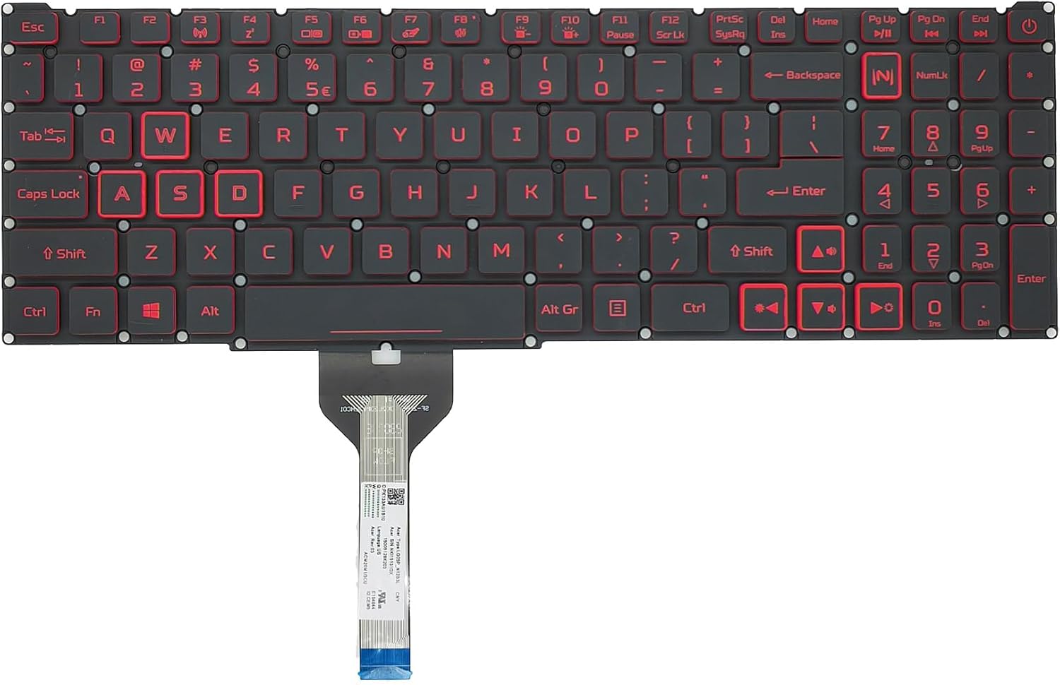 Techie Laptop Keyboard for Acer Nitro 5 AN515-55, AN515-56, AN515-57, AN515-58, AN515-45,AN517-52 Backlight With Red Key