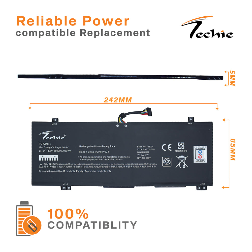 Techie Compatible Battery for Lenovo L18M4PF3 - ideapad C340-14APi, L18C4PF4, L18C4PF3 Laptops (3600mAh, 4-Cell)