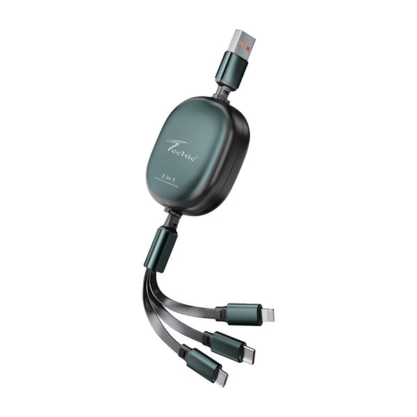 Techie 3-in-1 Retractable Charging Cable (Type-C | Lightning | Micro-USB)