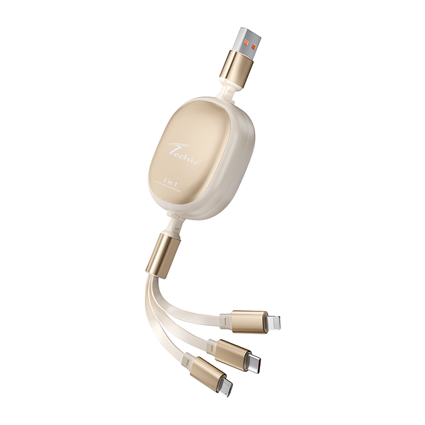 Techie 3-in-1 Retractable Charging Cable (Type-C | Lightning | Micro-USB)