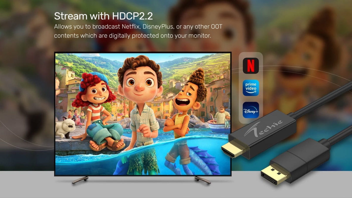 Techie DisplayPort to HDMI 4K Cable 1.8M