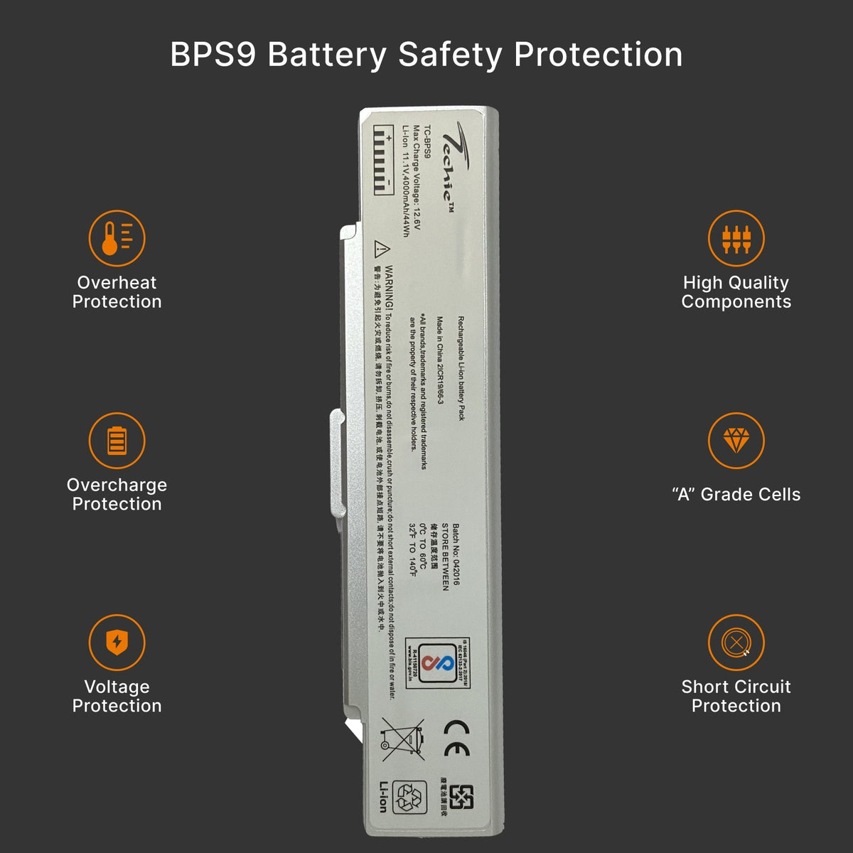 Techie Compatible Battery for SONY BPS9S - VGP-BPS9/S, VGP-BPL9, VGP-BPS9A/B, VGP-BPS10 Laptops (Silver) (4000mAh, 6-Cell)