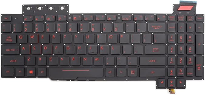 Techie Laptop Keyboard for Asus FX503VD, FX503VM, FX63V, FX63VM, FX63VD With Red Backlight