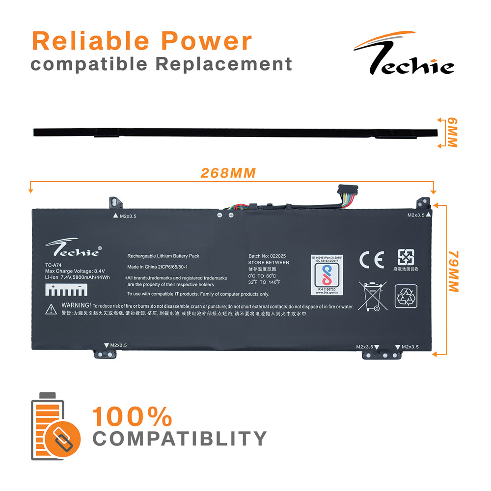 Techie Compatible Battary for Lenovo Ideapad 530S-15IKB - 530S-14ARR, Flex 6-14IKB, Yoga 530-14IKB, L17C4PB0 Laptops (5800mAh, 4-Cell)