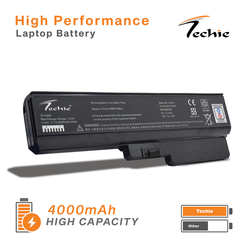 Techie Compatible Battery for Lenovo G450 G430, G450, G455A, G530, G550  Laptops (4000mAh, 6-Cell) Techie Store
