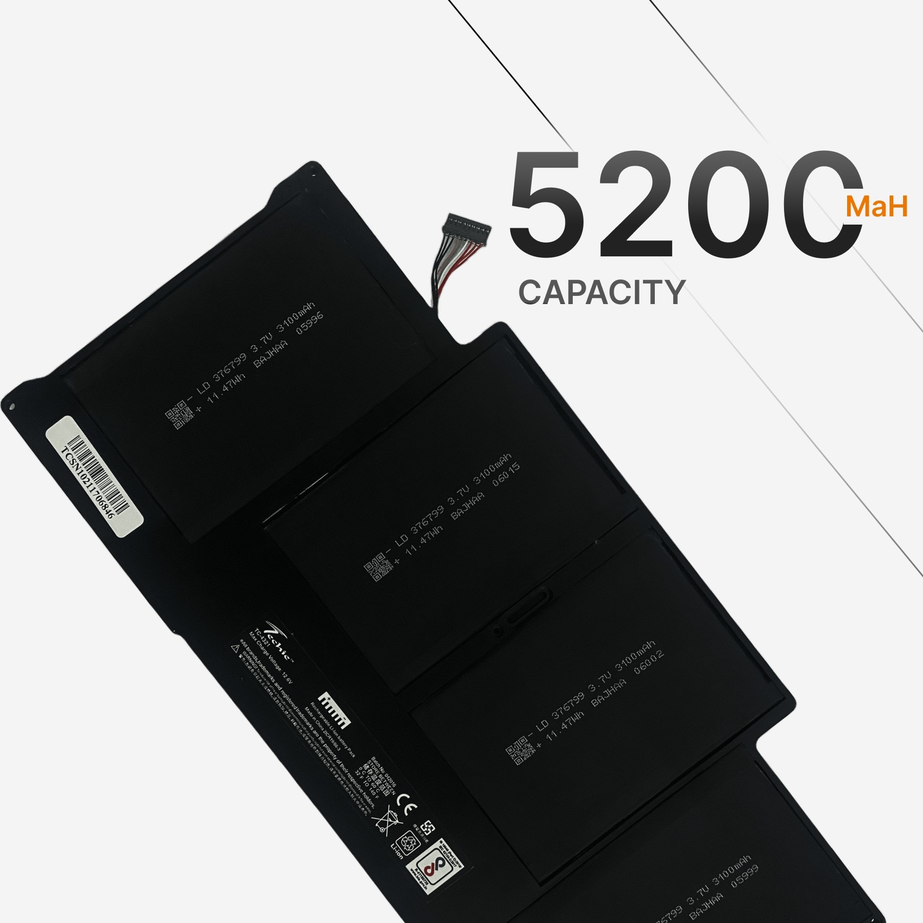 Batterie compatible pour APPLE MACBOOK AIR A1466(EMC 2632) 7.3V 5200mAh