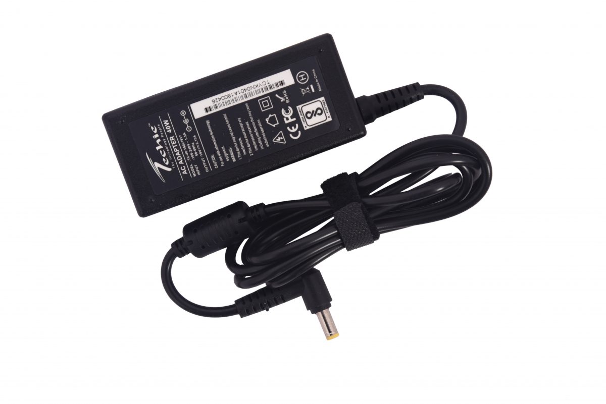 Techie 40W 19V 2.15A Pin size 5.5mm x 1.7mm compatible Acer laptop charger.
