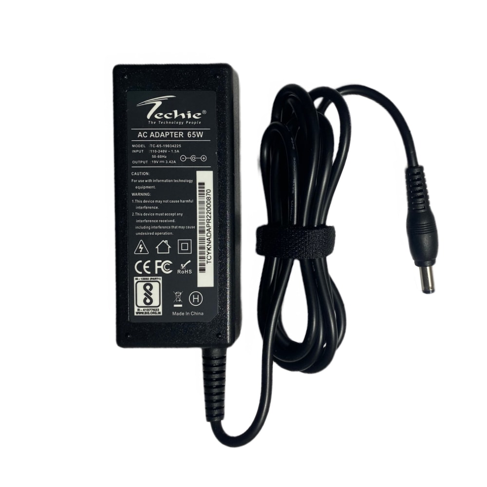 Techie 65W 19V 3.42A Pin Size 5.5mm x 2.5mm compatible Toshiba laptop charger.