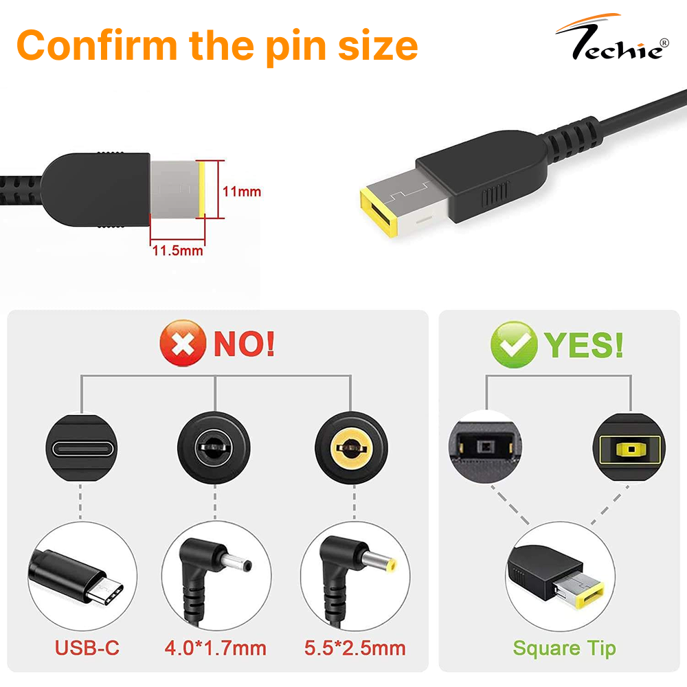 Techie Compatible Lenovo 65W Laptop Charger for B50, G50, G500s, G505,  G700, G710, Z50 (20V, USB Pin Techie Store