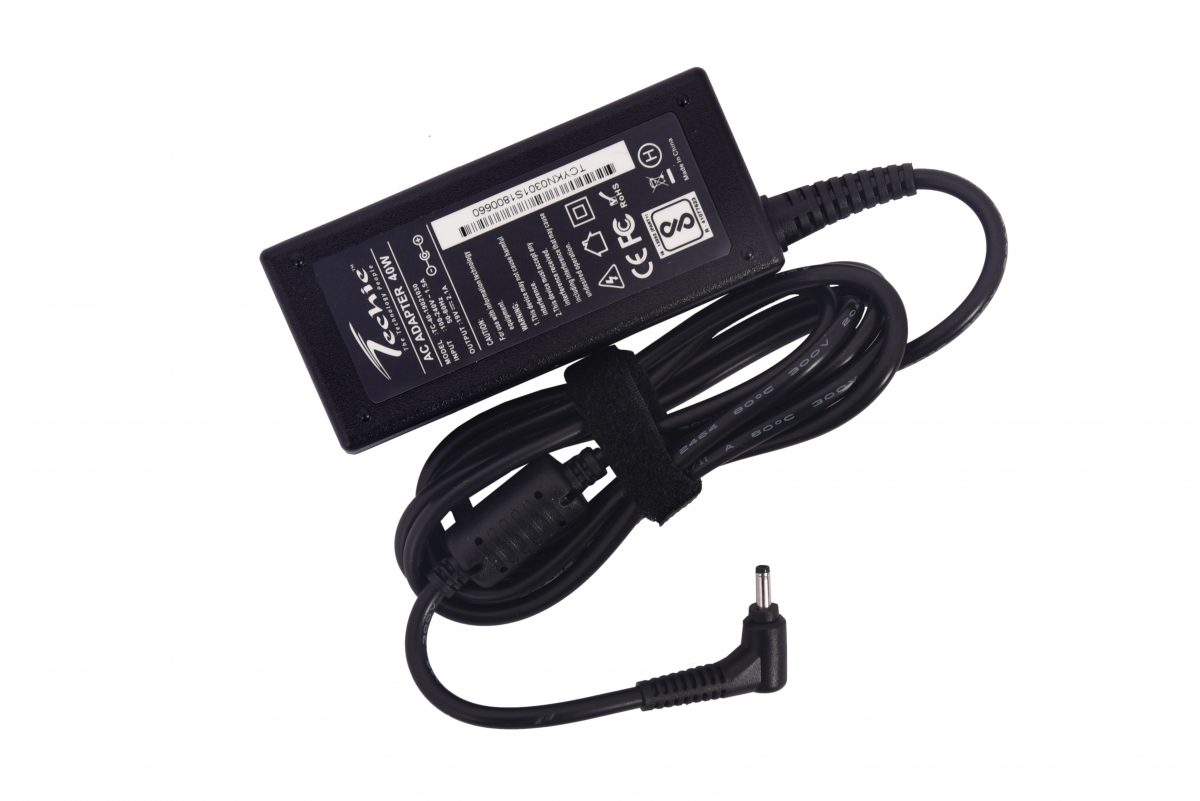 Techie 40W 19V 2.1A Pin size 3.0mm x 1.0mm compatible Samsung laptop charger.