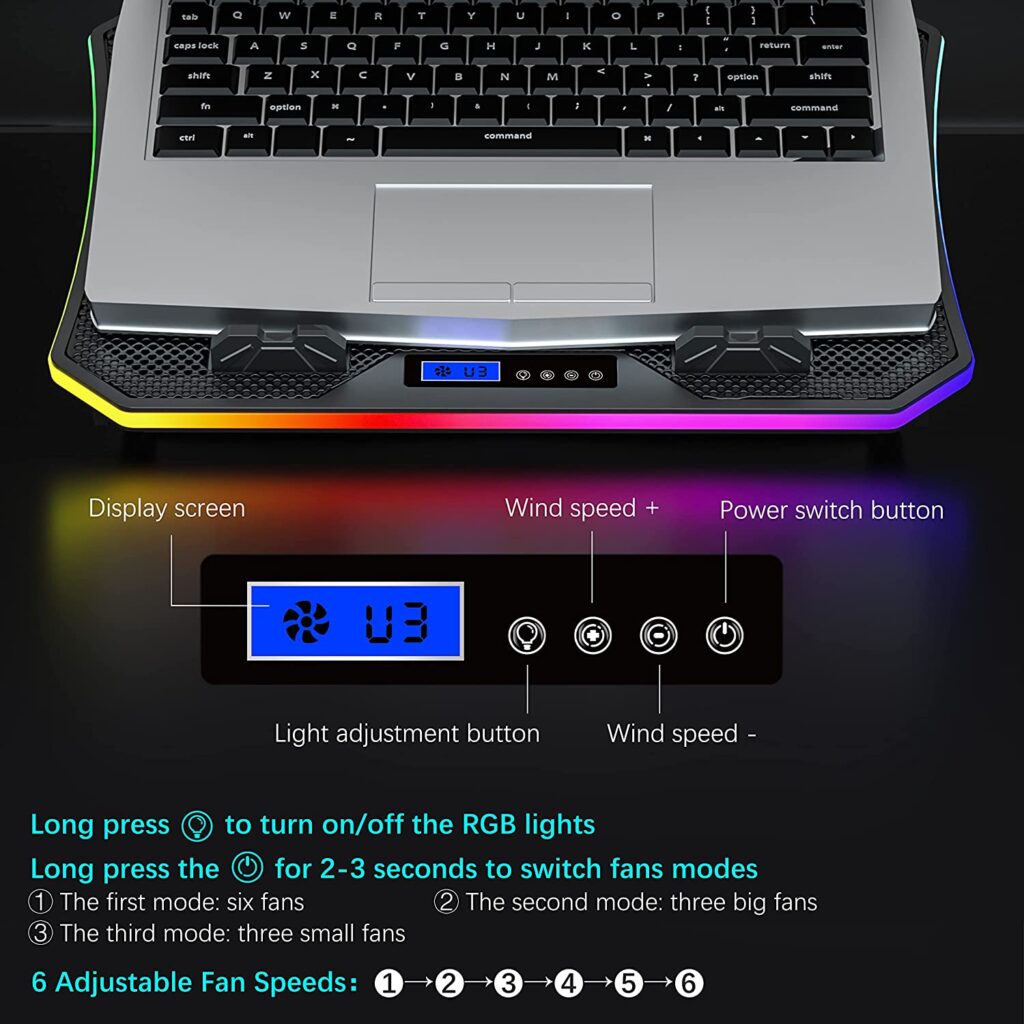 Techie 6 fans Cool RGB Lighting Laptop Cooling pad