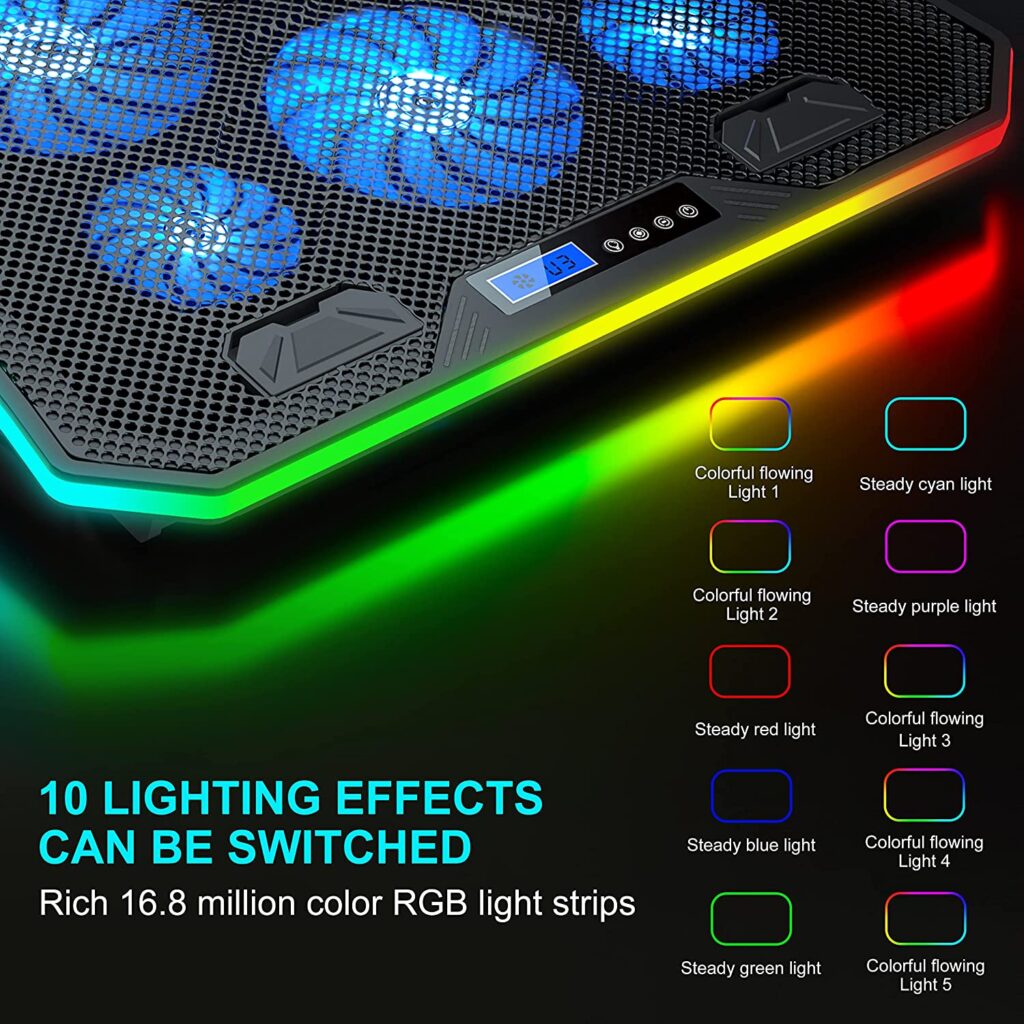 Techie 6 fans Cool RGB Lighting Laptop Cooling pad