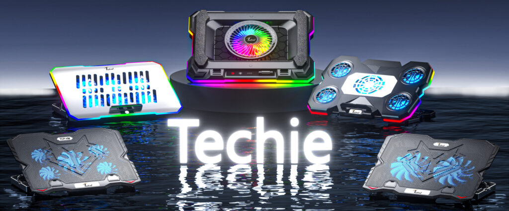 Techie Aerocool 6 Fan Laptop Cooling Pad With Touch Control RGB Lights.