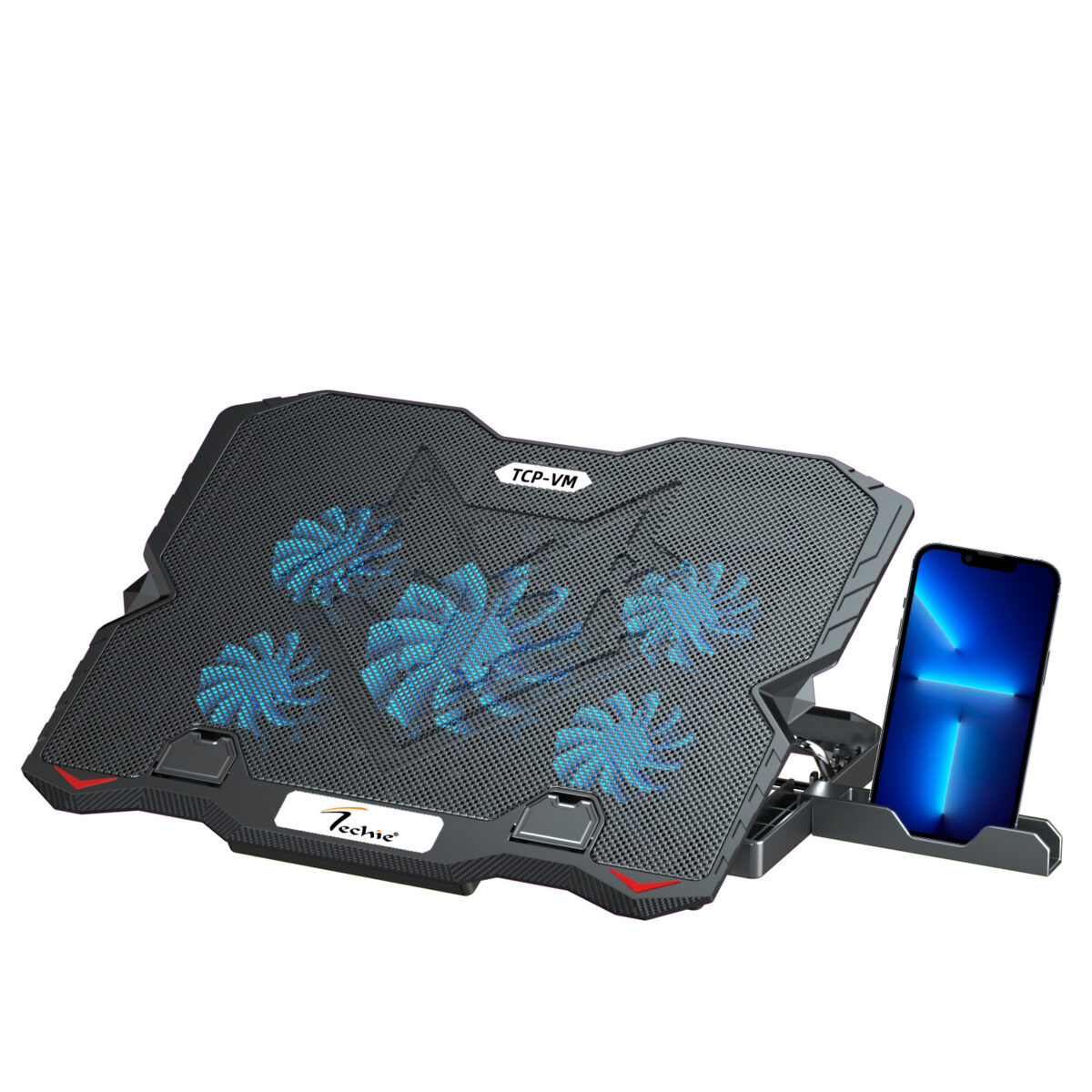 Techie 5 Fan Laptop Cooling Pad With Speed Control and Mobile Stand