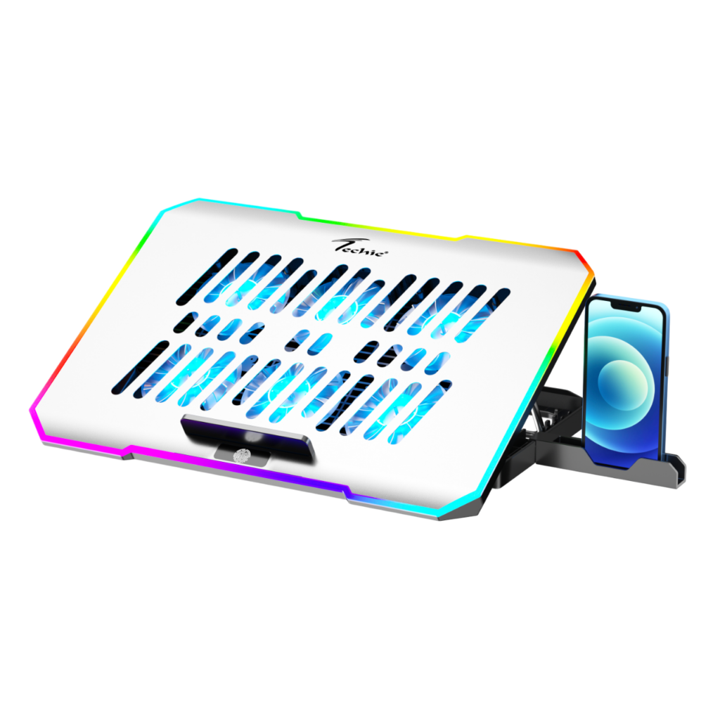 Techie Aerocool 6 Fan Laptop Cooling Pad With Touch Control RGB Lights.
