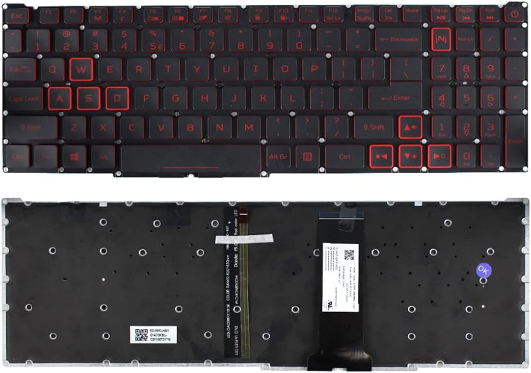 KbAN515-54 backlit Techie Laptop Keyboard for Acer Nitro 5 AN515-54, AN515-55 With Backlight