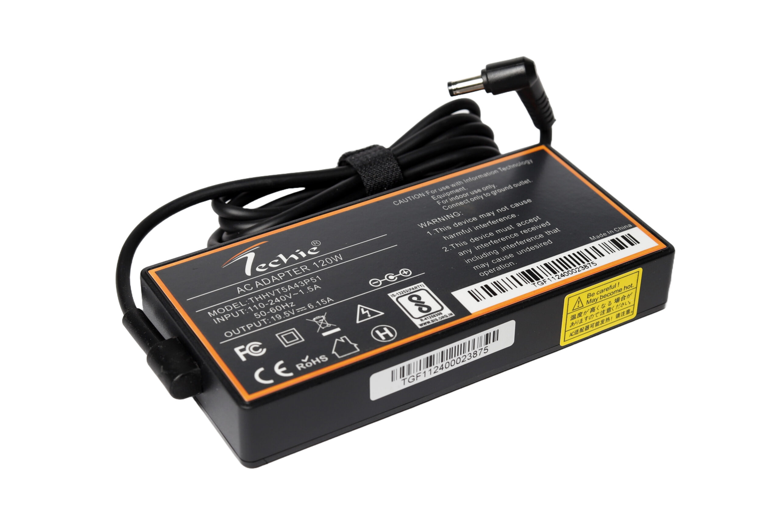 19.5V6.15A5.5*2.5MM MSI SLIM Techie 120W Laptop Charger for MSI GF63, PS63, GE72, GE72VR Series (19.5V, 6.15A) 5.5*2.5MM