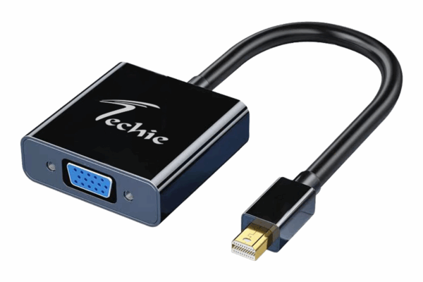 Techie Mini DisplayPort to VGA Converter – 1080P HD Adapter for MacBook, iMac, Surface Series & Laptops